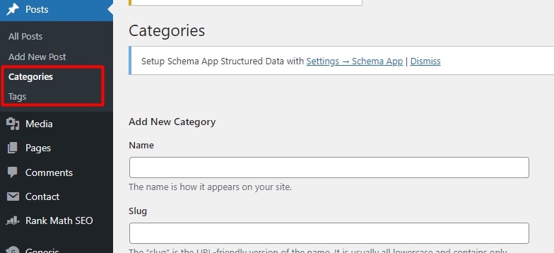 Categorías y etiquetas en WordPress